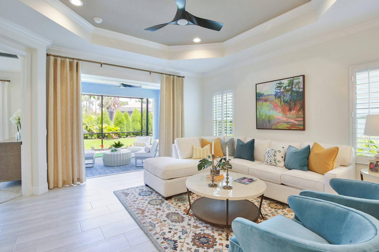 Light-filled living room inside the Tidewinds 2 villa